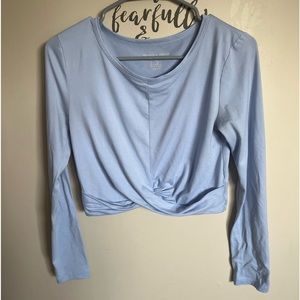Light Blue Harmony Balance Copped Workout Top